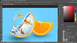 Water orange splash effect in Photoshop