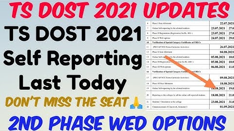 TS DOST 2021 Self Reporting Last Date Today//Don