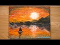 Sailboat / How to draw a Sunset / Acrylic painting technique #439