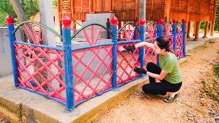 Making a Bamboo Fence, Completing The Kitchen  //BUILD LOG CABIN Off Grid. Trieu Thi Chuong