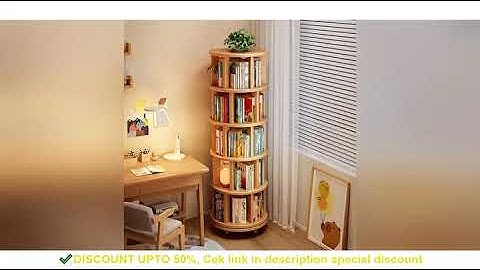 Solid wood rotating bookshelf 360 degree floor-standing bookcase storage rack movable corner childre