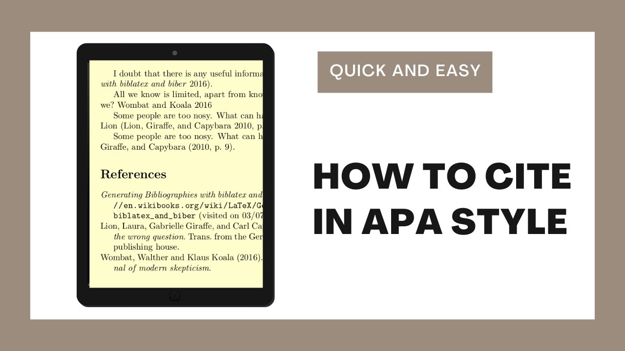 How to Cite Sources In APA Referencing Style | Quick & Easy - YouTube