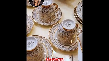 Bộ ly tách mạ vàng cao cấp Tiệp Khắc - Vân Bohemia