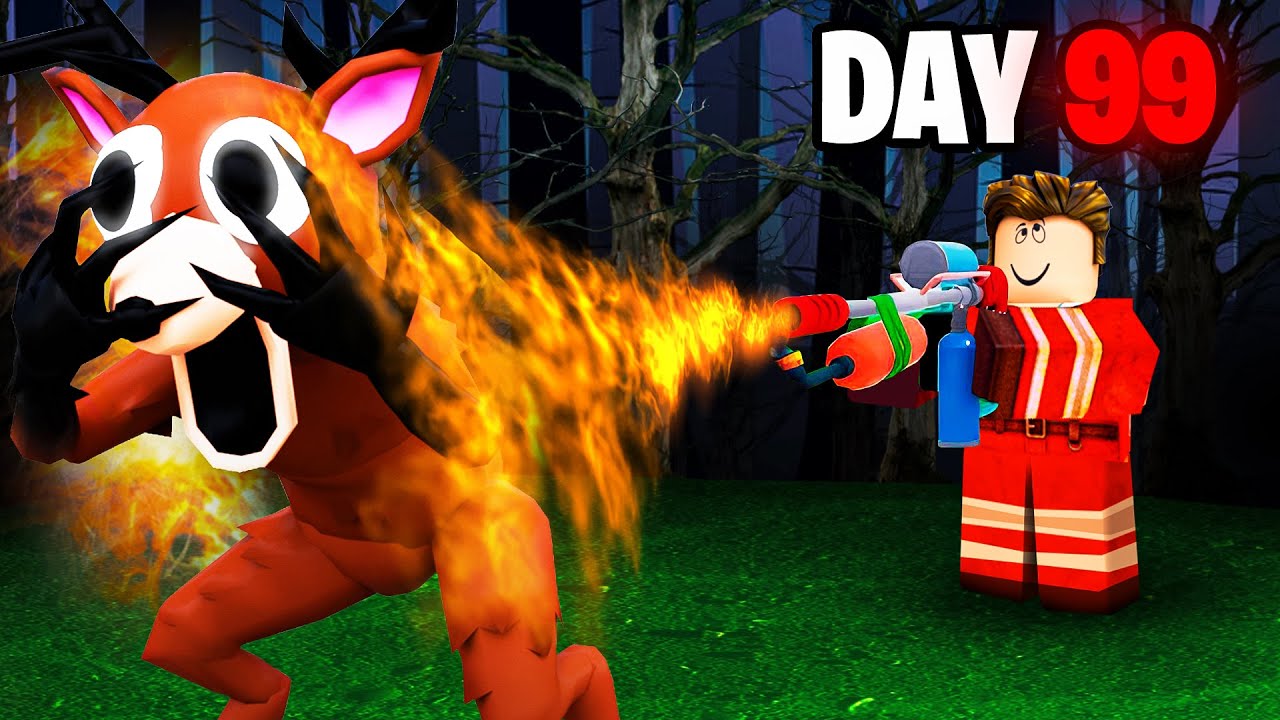 Unlocking a FLAMETHROWER in Roblox The Forest!