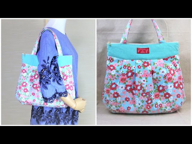 バッグ 作り方 マチ付き 裏地付き how to make a tote bag タック入り