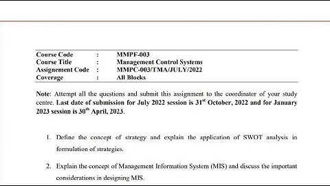 IGNOU MMPF - 003 Solved Assignment Jan 2023 PDF | IGNOU MBA | Management Control Systems