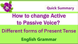 English Grammar - Active to Passive Voice- Different forms of Present Tense - A Quick Summary