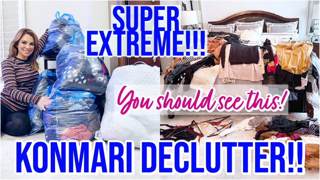EXTREME KON MARI CLOSET DECLUTTER | EXTREME CLEAN WITH ME 2021| PURGING IT ALL!!
