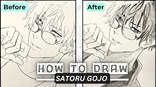 How to Draw SATORU GOJO | Step-by-Step Jujutsu Kaisen Fan Art | Easy Anime Drawing #drawing #art