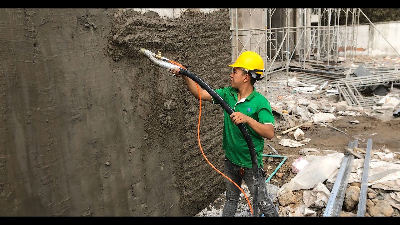 Construction mortar spraying machine - youtube