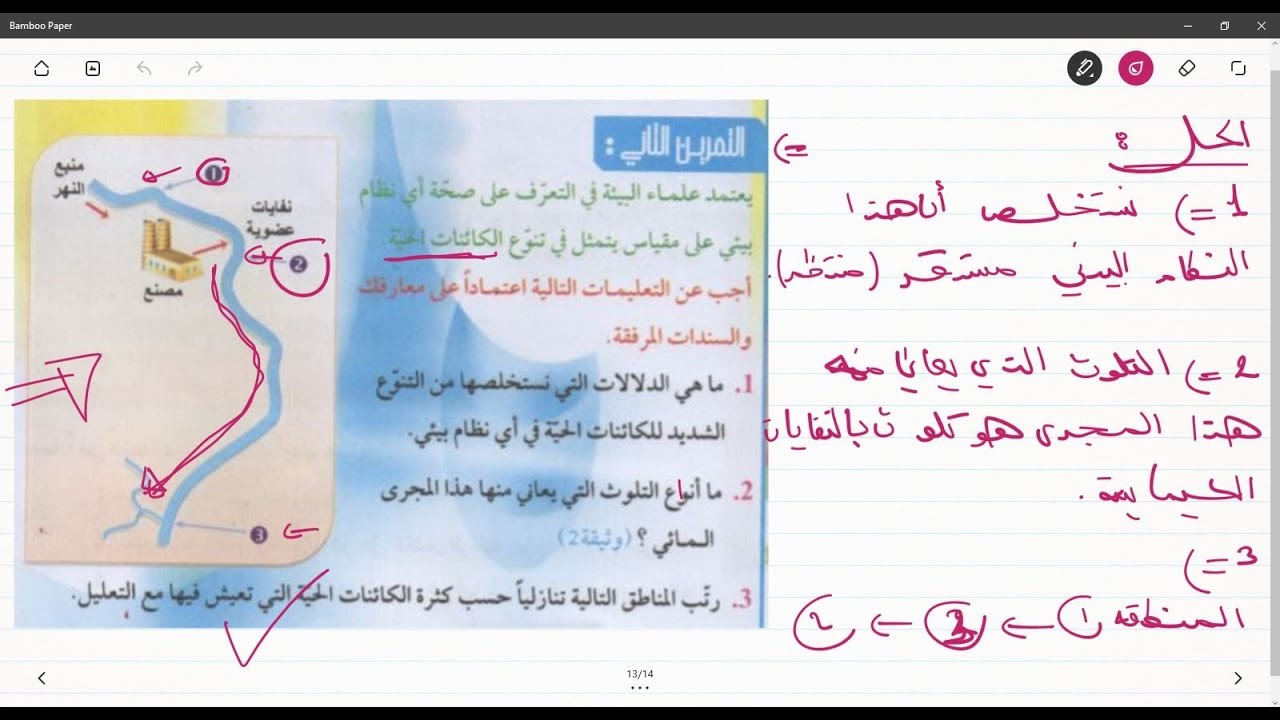 علوم طبيعية الثانية متوسط تمرين على تلوث النظام البيئي
