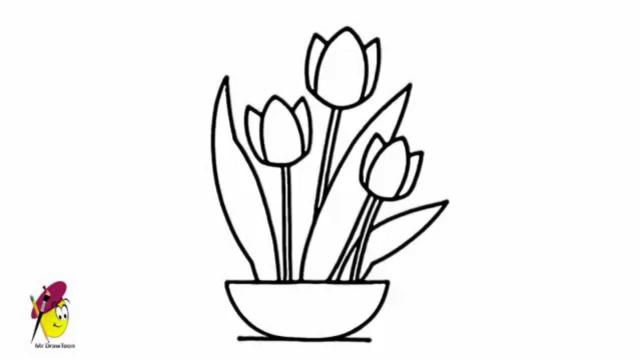 Tulip - How to draw flowers - Tulip - YouTube