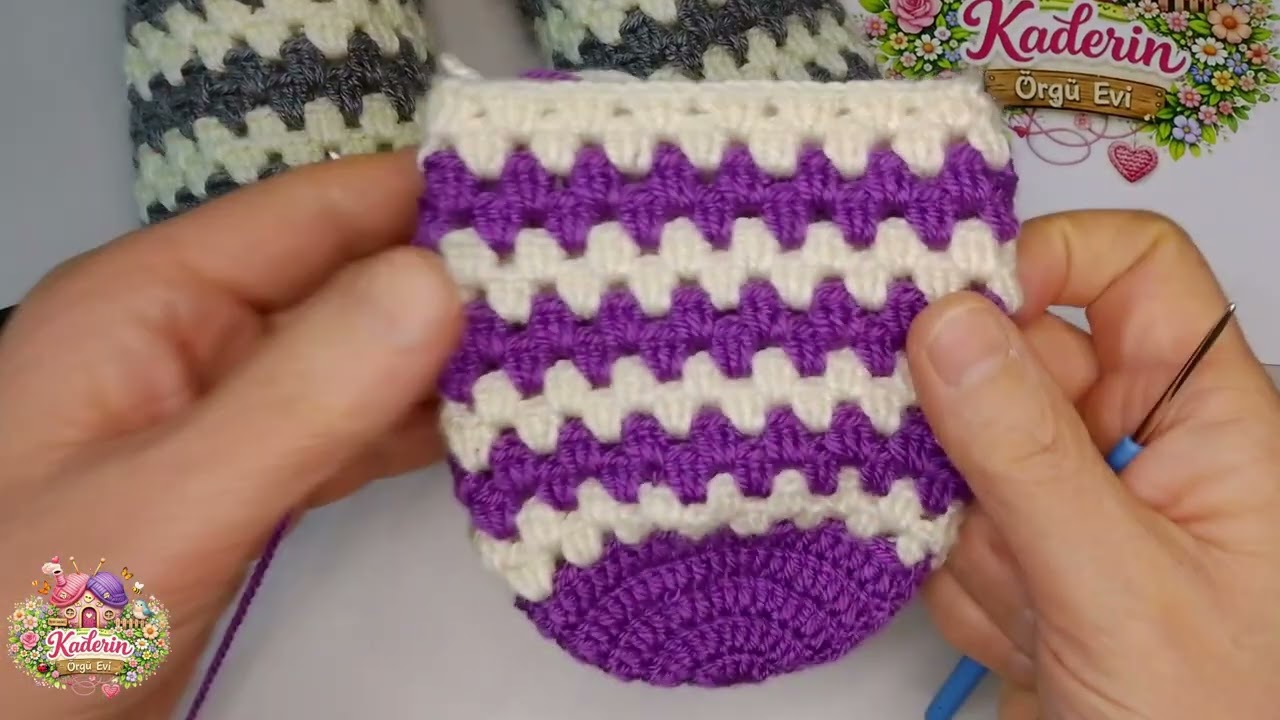 Kilim Desenli Kolay Patik Modeli - Kaderin Örgü Evi