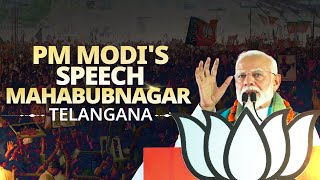 PM Modi addresses a public meeting in Mahabubnagar, Telangana