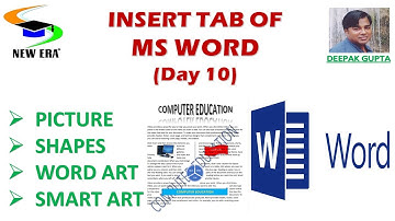 MS Word By Deepak Gupta Day- 10|| Insert Picture|| Shapes|| Word Art|| Smart Art||