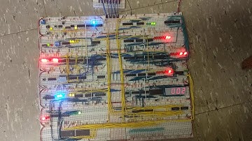 Breadboard computer running Fibonacci sequence program