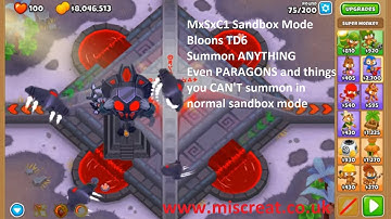 MxSxC1 Bloons TD6 - Sandbox Mode With Code - Summon Anything Including Vengeful True Sun God & Adora