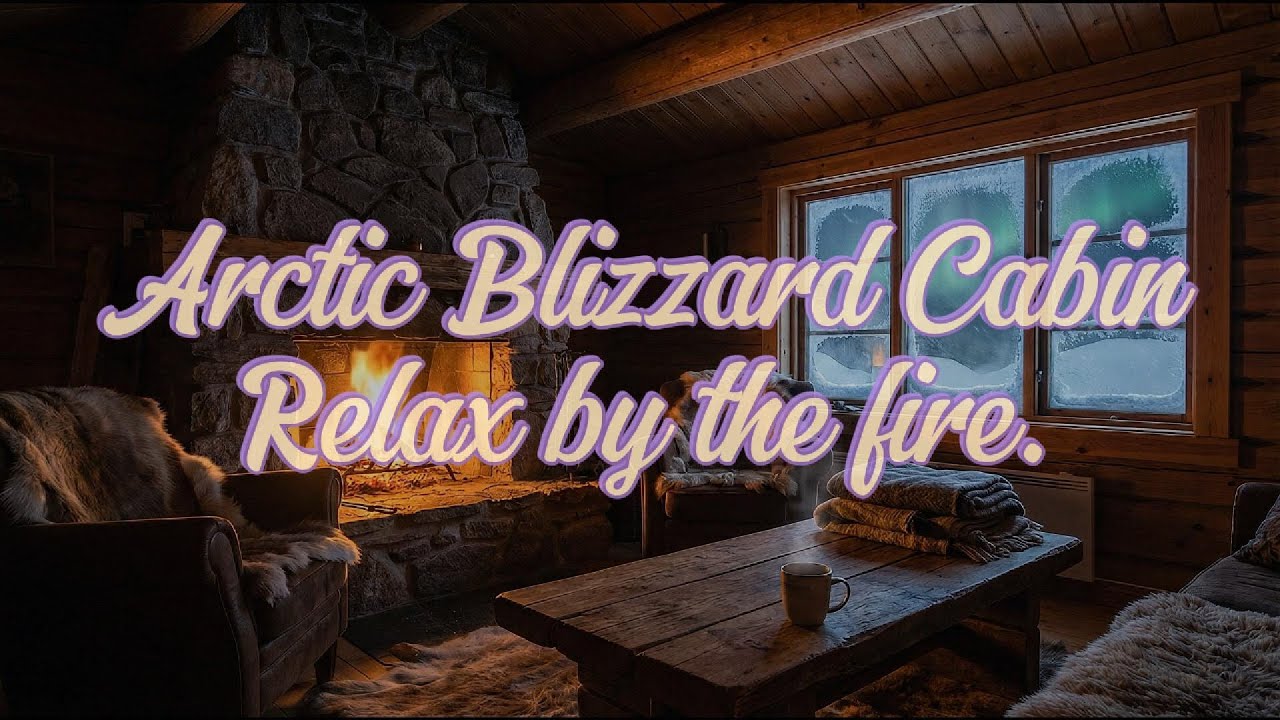 Sleep in a Cozy Arctic Cabin During a Blizzard | Howling Wind & Crackling Fire