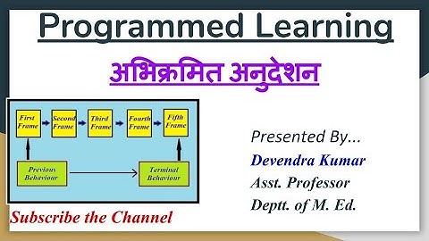 Programmed Instruction or Learning (अभिक्रमित अनुदेशन) Linear Programming (रेखीय अभिक्रमित अनुदेशन)