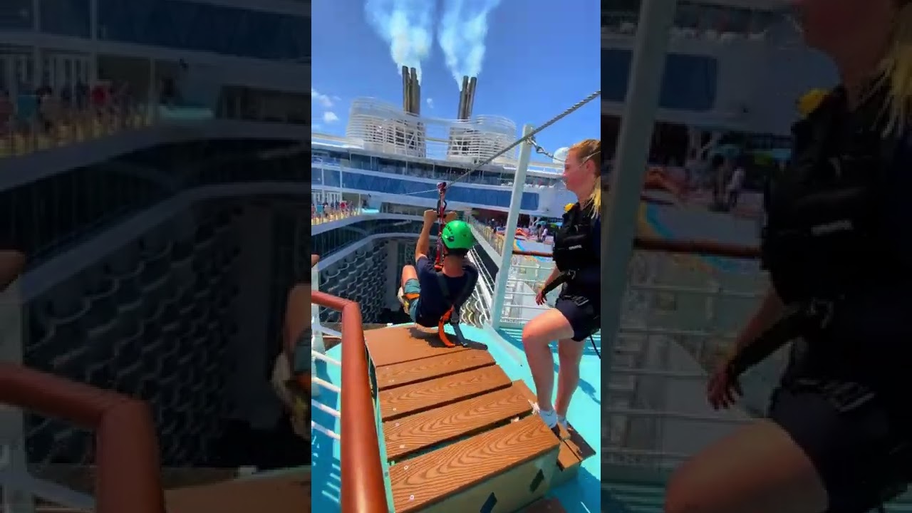Zipline on the world’s largest cruise ship! Wonder of the Seas!  #shorts