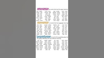 Basic English vocabulary with Synonyms & Antonyms & homophones