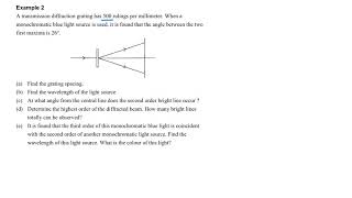 Diffraction grating (Part 3 Example 2)