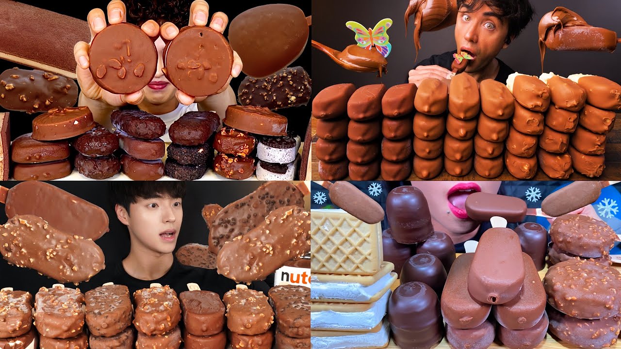 ASMR EATING CHOCOLATE ICE CREAM HAAGEN DAZS ICE CREAM MAGNUM NUTELLA DESSERT EATING VIDEOS 
