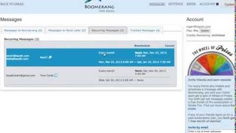 Boomerang for Gmail Manage Page