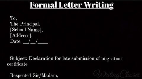 Application for late submission of migration certificate||Apology letter||Formal letter