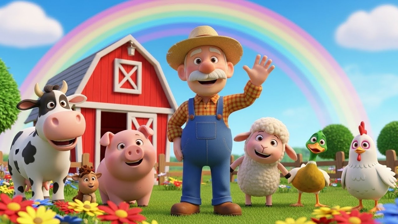 Old McDonald Had a Farm 🌾  Fun Animal Sounds for Kids  3D Cartoon Song