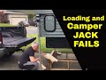 Truck Camper DIY Part 13, Loading the Rebuild Camper on the truck for the first time with jack fail