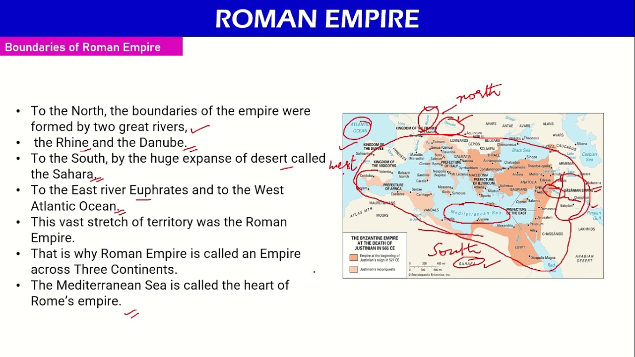 What are the Boundaries of the Roman empire and Divisions ? Grade XI