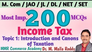 #Commerce Bits | Income Tax | Introduction and Canons of Taxation | M.Com Entrance| Dr.M.Malla Reddy