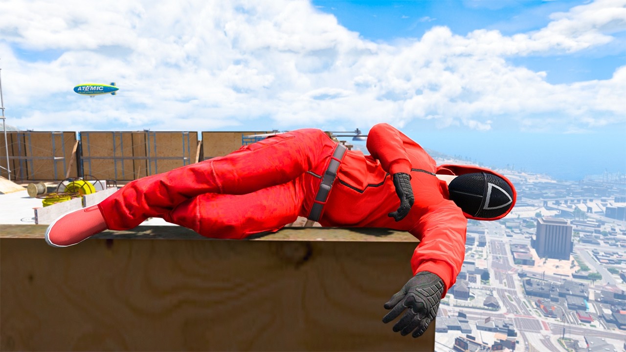 GTA 5 SQUID GAME GUARD RAGDOLLS/JUMP FAILS (Ragdolls Compilation) episode.54