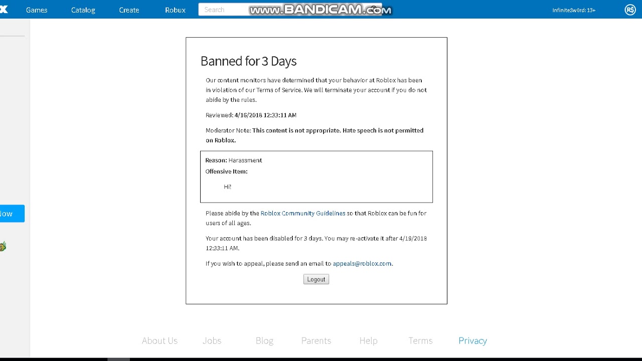 I Got Banned For Saying Hi Youtube - person banned on roblox for saying hi