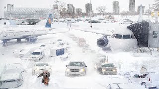 Germany is Freezing! Munich Airport is covered with snow, Snow Storm in München