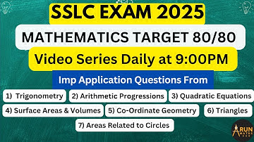 SSLC EXAM 2025 - Maths Target 80/80 Video Series
