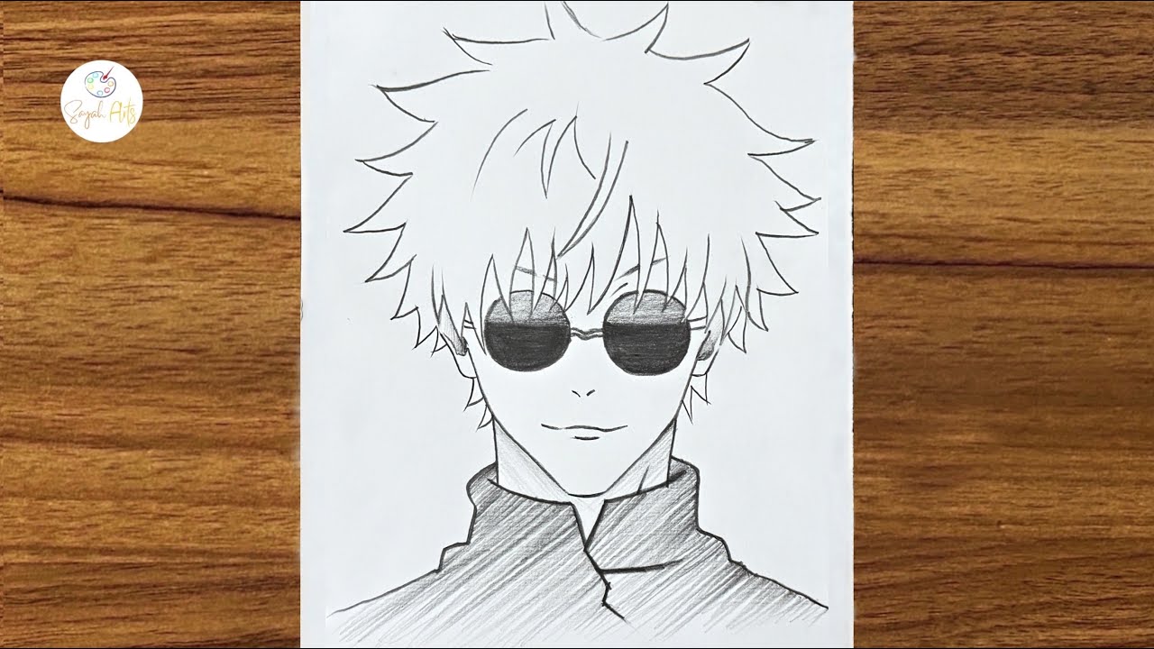 Anime Gojo drawing easy step || How to draw Gojo Saturo step by step | Easy anime character drawing 