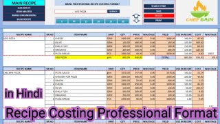 RECIPE  COSTING PROFESSIONAL FORMAT(in Hindi) screenshot 1
