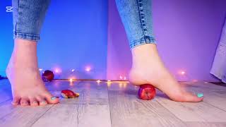 "Crushing Apple with Bare Feet | Soft Feet Fruit Crush ASMR | Foot Fetish Content" screenshot 2
