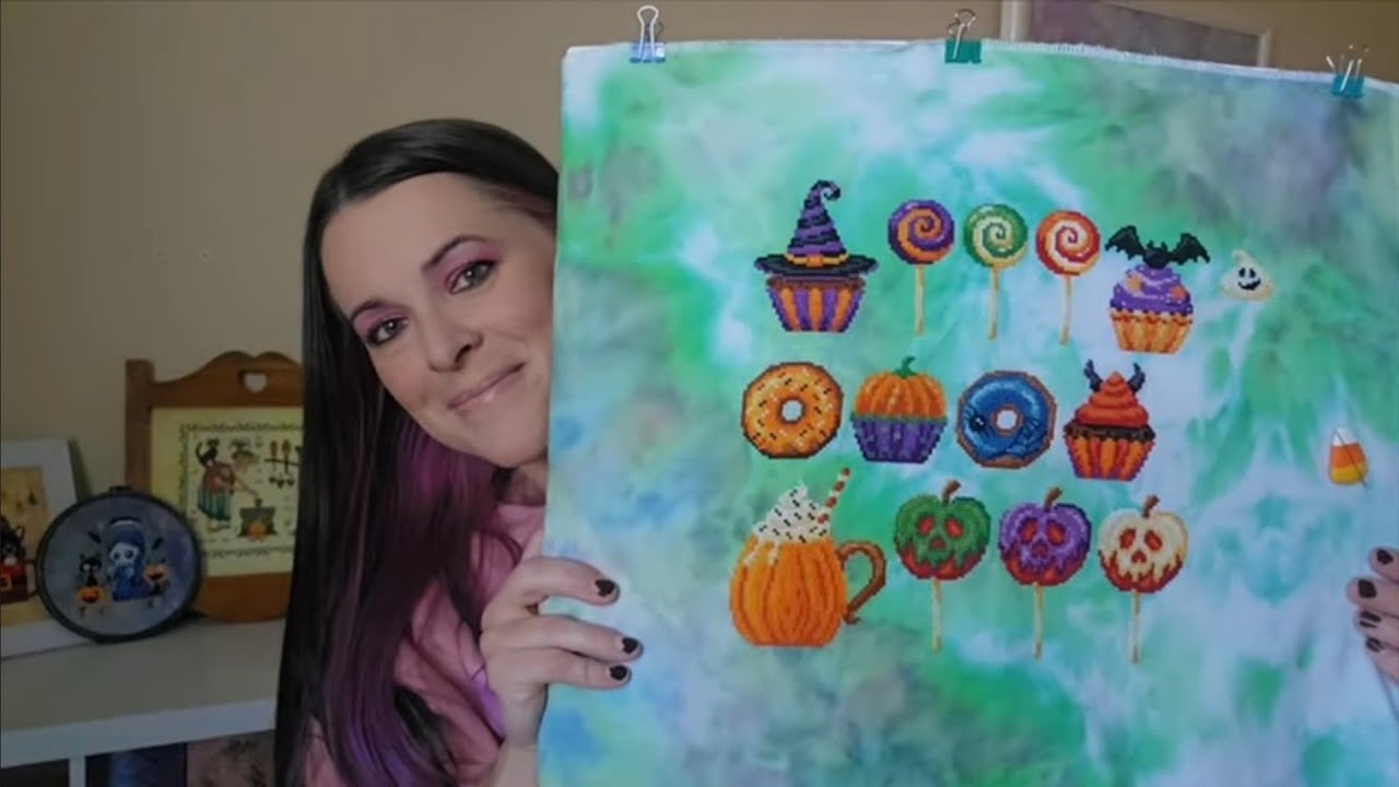 Flosstube 63 ~ Strawberry Season finish! 🍓Trick-or-Treat, Soda Stitch & Care Bear & Stitchy Kindness