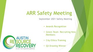 ARR September 2021 Safety Meeting- English