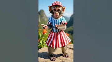 قرد صغير يرقص Funny Monkeysr Cute Monkeychallenge Monkey Cartoon قرد قرد كيوت قرود 