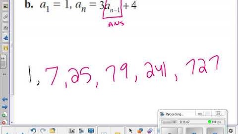 Recursive Formulas for Sequences - 7.5 day 1 Algebra 2