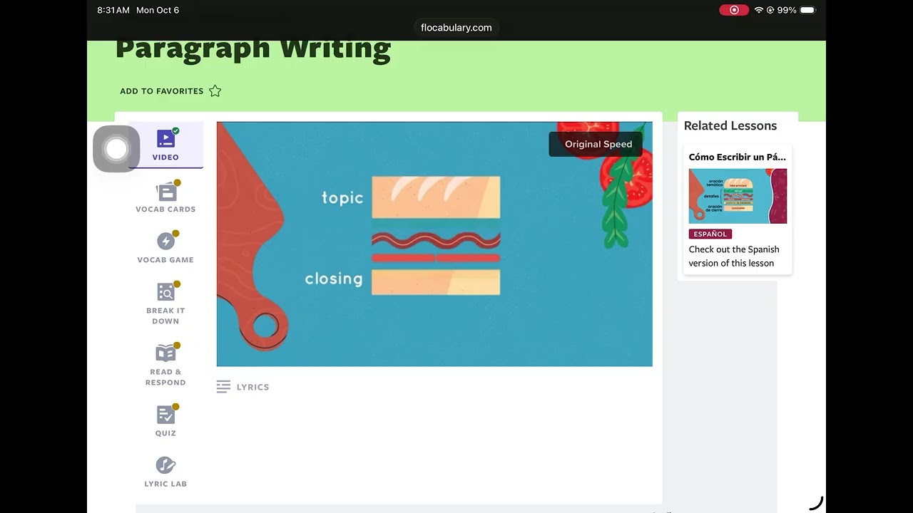 Flocabulary paragraph writing
