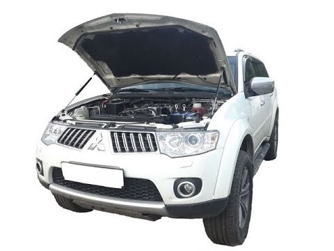 Установка газового упора (амортизатора) капота для Pajero Sport 2