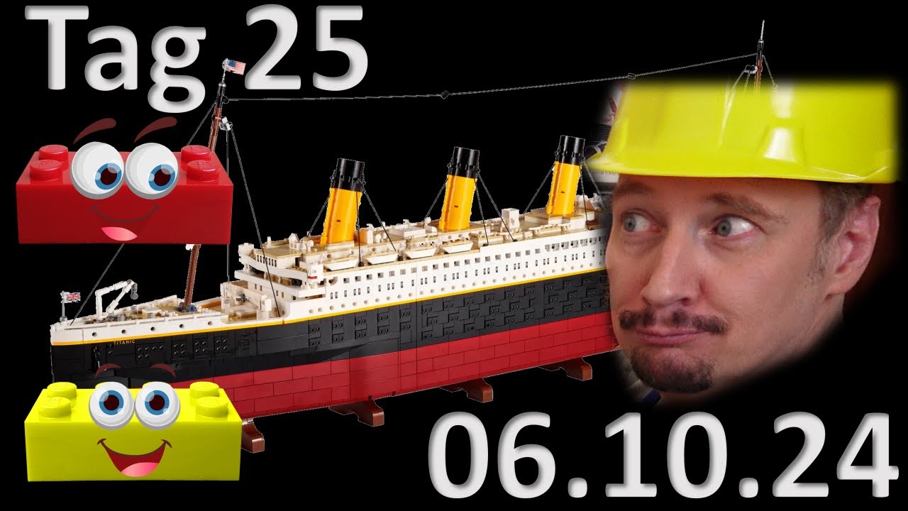 Building LEGO TITANIC - Tag 25 - German Version-Stop Motion-Lightkit-Review-Realtime-Tutorial-Live