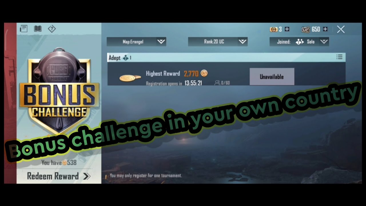 Play Bonus Challenge in your own country by following this step || Get free UC