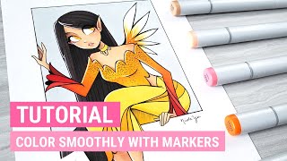 How to COLOR SMOOTHLY with ALCOHOL MARKERS | iiKiui - YouTube