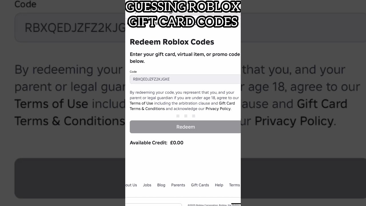 Guessing Roblox Gift Card Codes IT WORKED Giftcard Robux